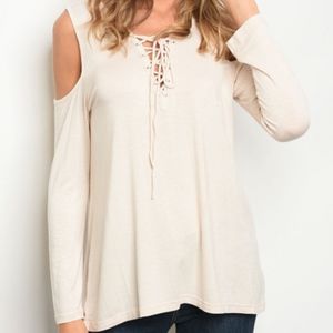 Cream Cold Shoulder Top
